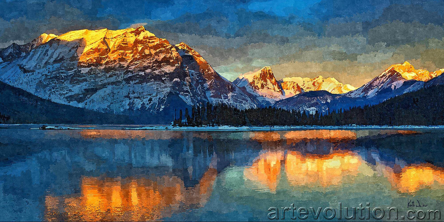 Alpenglow Over Upper Kananaskis Lake