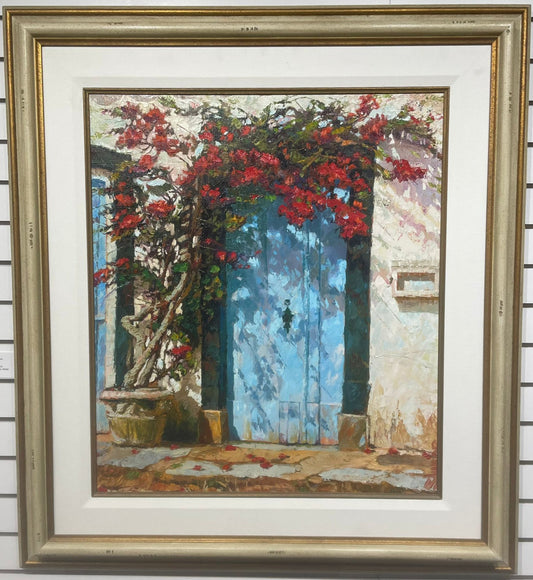 Blue Door & Red Blossoms