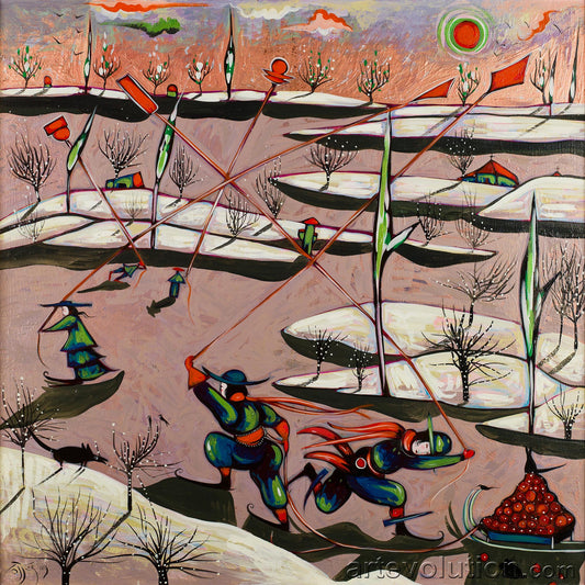 Kites Flying on a Cold Winter Day