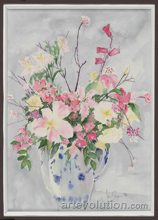 Flowers in a Blue & White Coffeepot